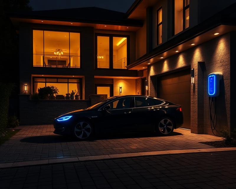 Residência moderna com carregador instalado